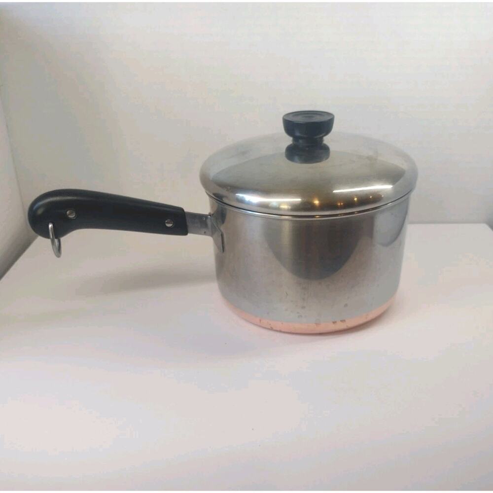 VINTAGE Revere Ware 2.5 qt Copper Bottom Saucepan w/Lid Riverside CA - Picture 2 of 7